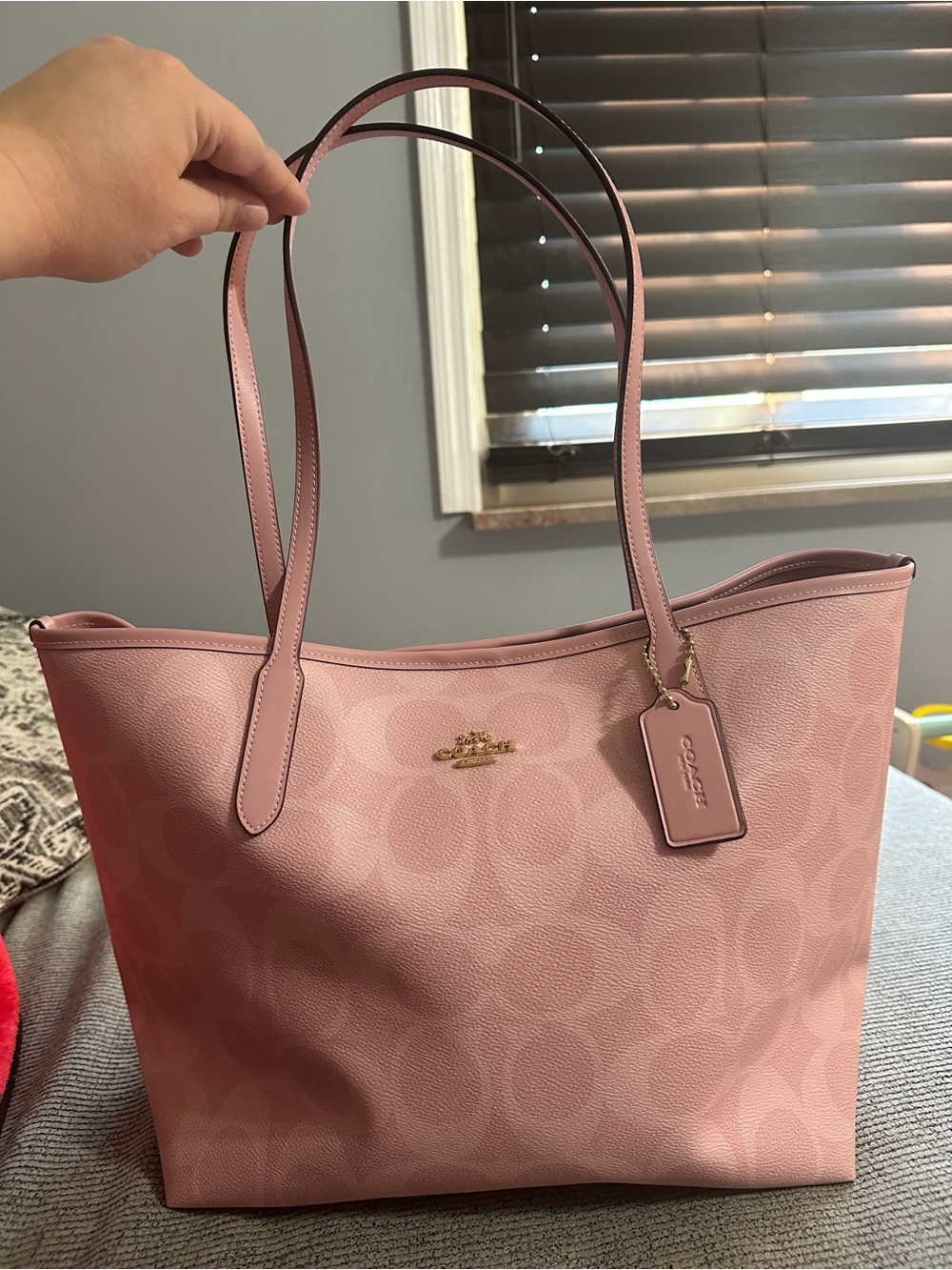 Coach Large City Tote Bag Signature Canvas Powder Pink NWOT
